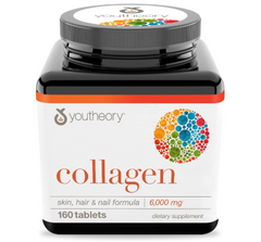 Youtheory Advanced Collagen - 6,000 mg Collagen - with Vitamin C - for Hair, Skin & Nails* - Collagen Supplements for Women and Men - 160 Tablets