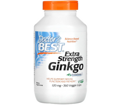 Doctor's Best Extra Strength Ginkgo, Non-GMO, Vegan, Gluten Free, Soy Free, Promotes Mental Function and Memory, 120 mg, 360 Count