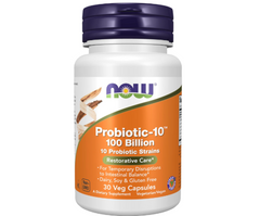 مكملات NOW Foods، Probiotic-10™، 100 Billion، مع 10 سلالات بروبيوتيك، خالية من منتجات الألبان والصويا والغلوتين، تم التحقق من السلالة، 30 كبسولة نباتية 