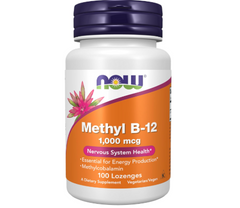 NOW Foods Supplements, Methyl B-12 (Methylcobalamin) 1,000 mcg, Nervous System Health*, 100 Lozenges