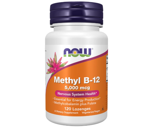 NOW Foods Supplements, Methyl B-12 (Methylcobalamin) 5,000 mcg, Nervous System Health*, 120 Lozenges