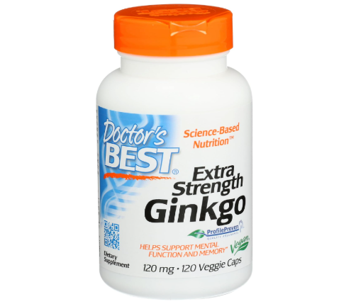 Doctor's Best Extra Strength Ginkgo, Non-GMO, Gluten Free, Vegan, Soy Free, Promotes Mental Function and Memory, 120 mg, 120 Count