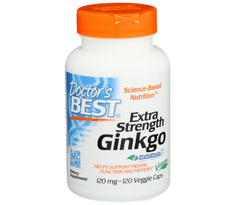 Doctor's Best Extra Strength Ginkgo, Non-GMO, Gluten Free, Vegan, Soy Free, Promotes Mental Function and Memory, 120 mg, 120 Count