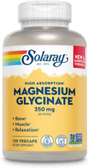 Solaray Magnesium Glycinate, Fully Chelated Bisglycinate with BioPerine, 30 Servings (120 VegCaps)