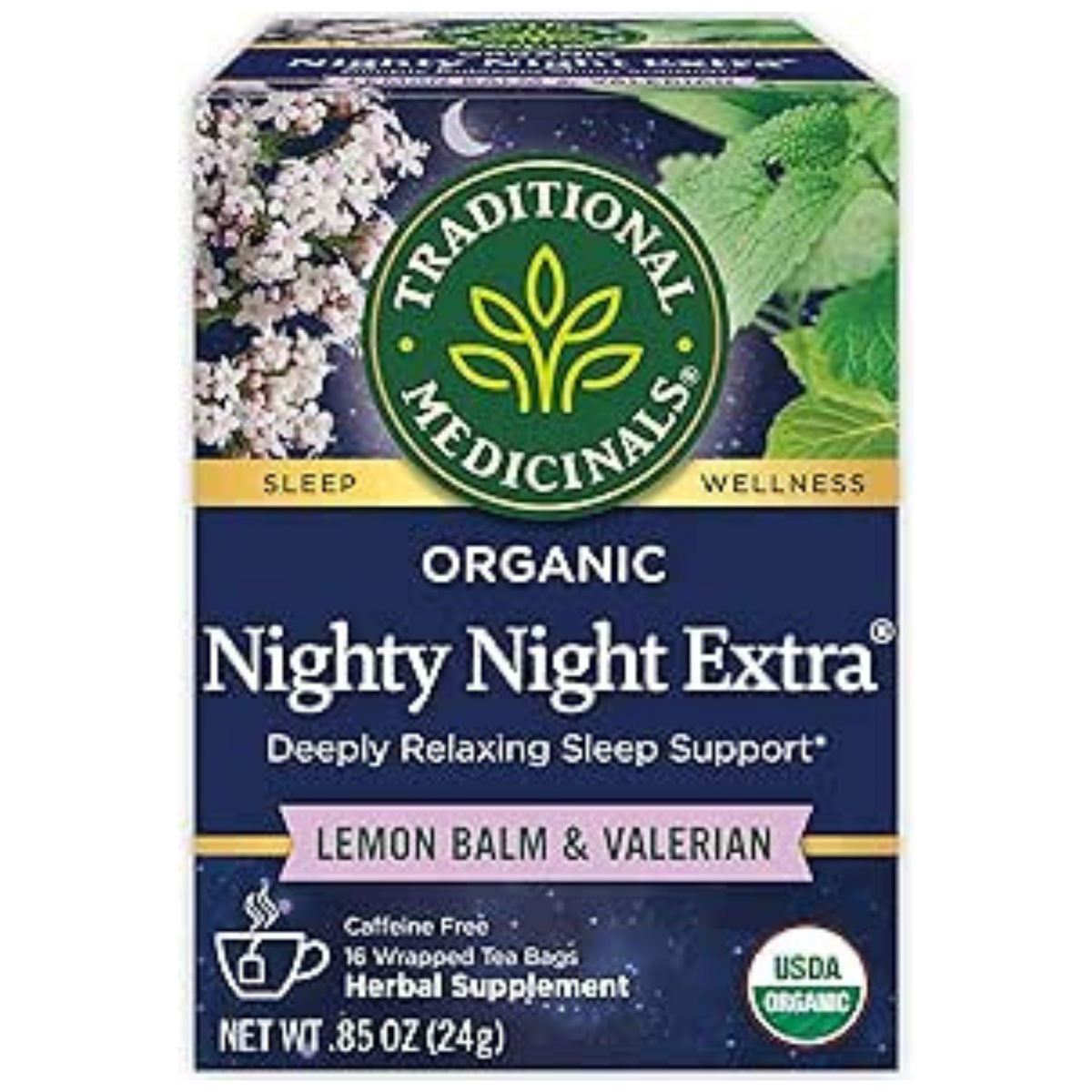 Traditional Medicinals Organic Nighty Night Valerian Relaxation Tea, 16 Tea Bags