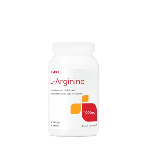 GNC L-Arginine 1000mg - 90 Caplets for Nitric Oxide Production