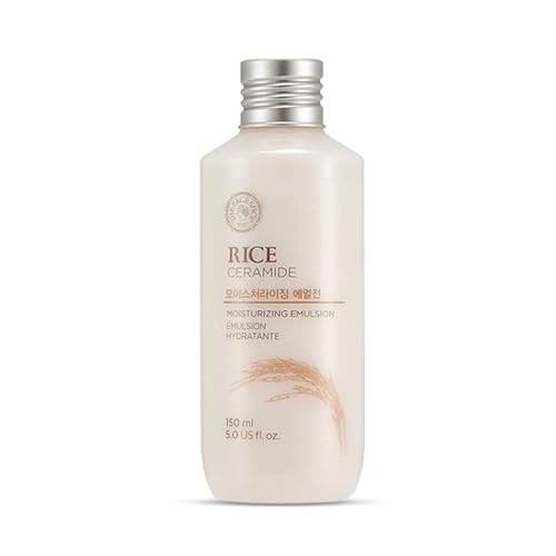 The Face Shop Rice Ceramide Moisturizing Emulsion - Skin Brightening & Hydrating Lotion for Soft, Supple Skin - 5.0 Fl Oz