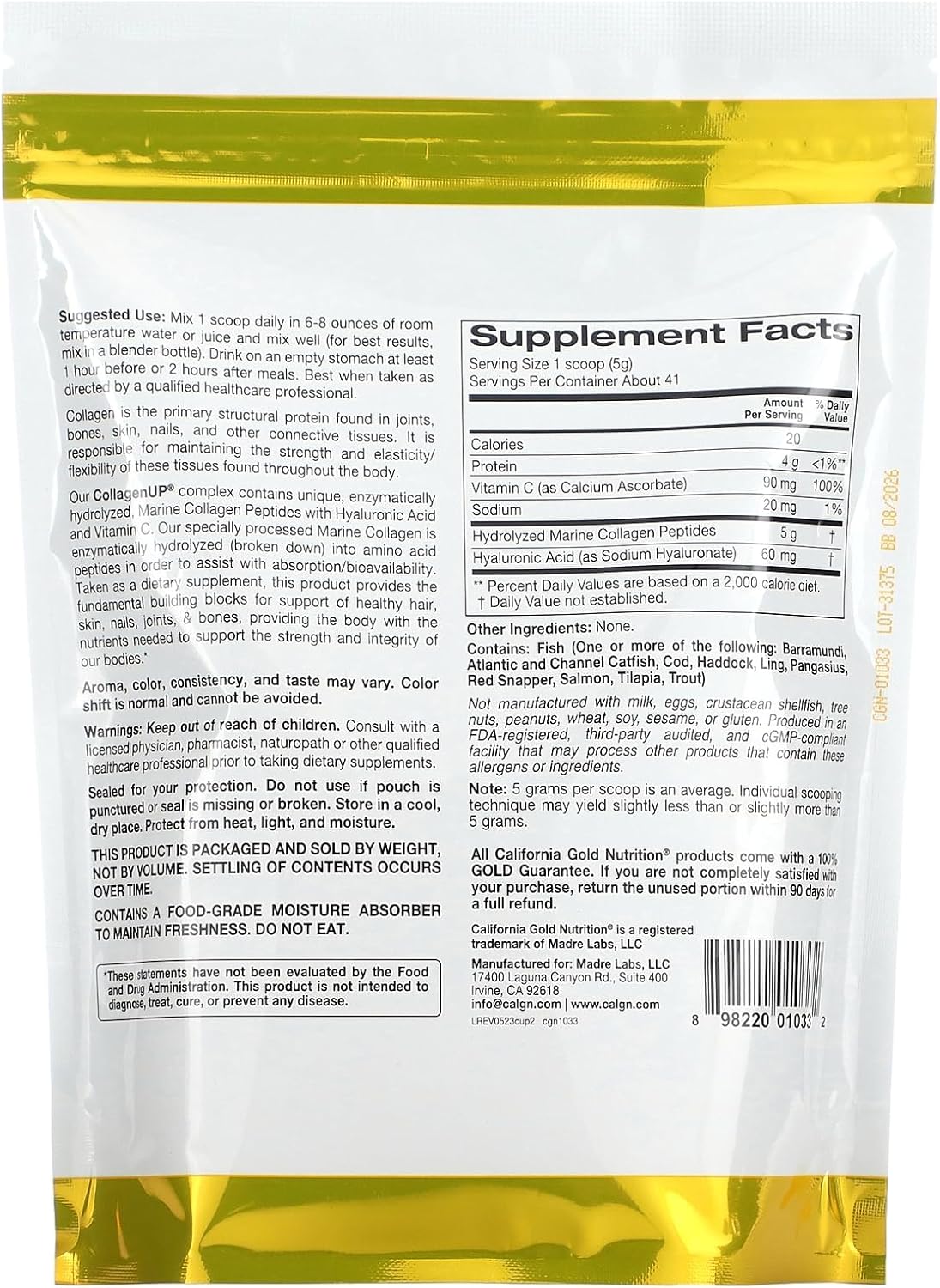 California Gold Nutrition CollagenUP, Unflavored, 7.26 oz (206 g)
