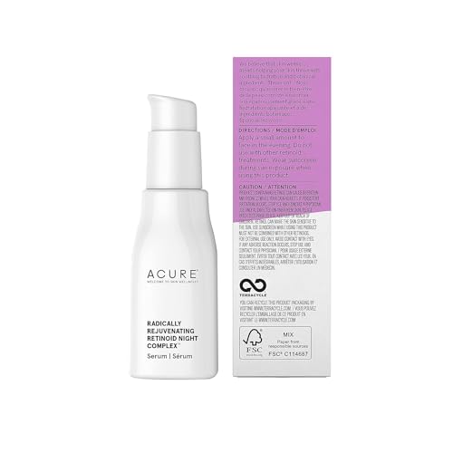 Acure Radically Rejuvenating Retinoid Overnight Complex - Vegan Anti-Aging Serum with Polyglutamic Acid & Plant Squalane - 100% Vegan - 30ml