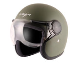 Vega Jet ISI DOT Certified Open Face Helmet - Dull Army Green (Size L)