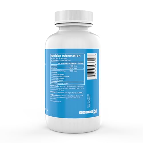 BodyBio PC Phosphatidylcholine + Phospholipids - Liposomal for Brain & Cell Health - 100 Softgels
