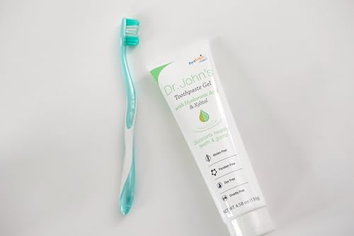 Hyalogic Dr. John’s Natural Toothpaste Gel (2-Pack) with Hyaluronic Acid & Xylitol - Gentle Whitening, Fresh Mint, Vegan (4.58 oz / 130g)