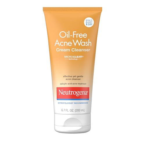 Neutrogena Oil-Free Acne Face Wash Cream Cleanser with 2% Salicylic Acid - Daily Treatment for Acne-Prone Skin - 6.7 fl. oz