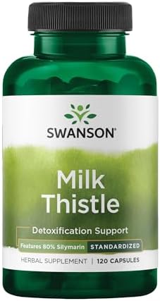 Swanson Milk Thistle with Silymarin for Liver Detoxification, Spleen & Kidney Healthy Function (120 Capsules) .