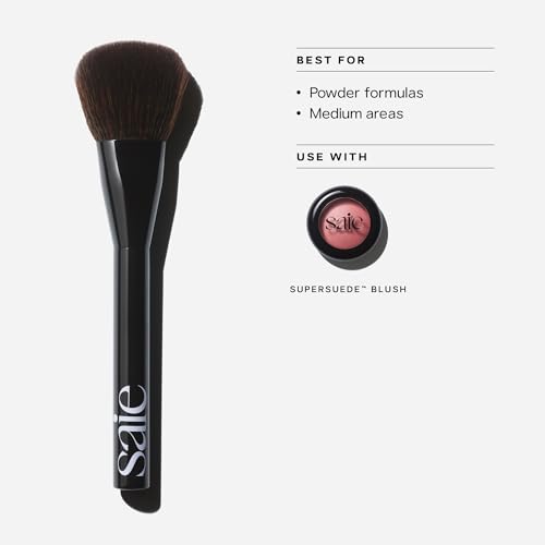 Saie Powder Blush Brush - Fluffy, Tapered Powder Brush for Seamless Application