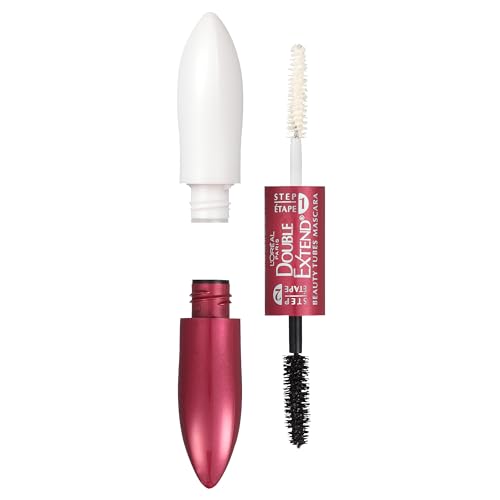 L'Oréal Paris Makeup Double Extend Beauty Tubes Lengthening 2-Step Mascara - Black, 1 Tube