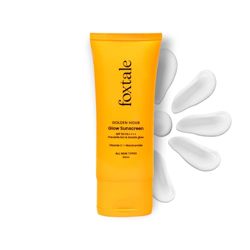 Foxtale Glow Sunscreen SPF 50 PA++++ with Vitamin C and Niacinamide for Dewy Skin