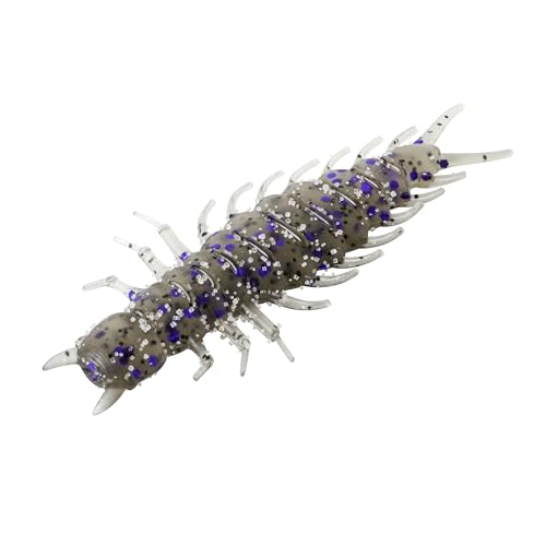 Great Lakes Finesse Juicy Hellgrammite Soft Plastic Fishing Lure - Smoke Clear Purple Flake