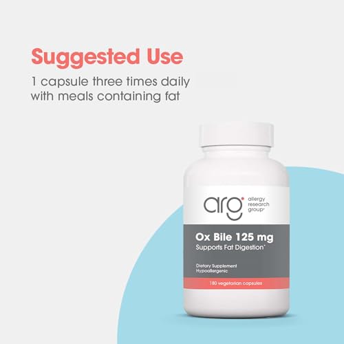 Allergy Research Group Ox Bile 125mg - 180 Vegicaps - Digestive Support & Bile Health