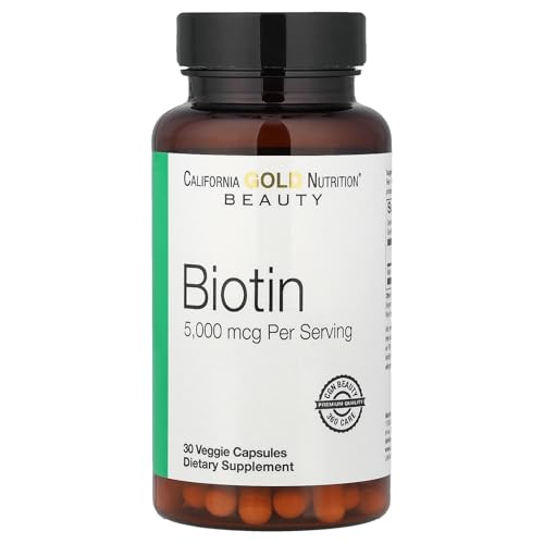 California Gold Nutrition Biotin 5,000 mcg - Hair, Skin & Nails Support - 30 Veggie Capsules