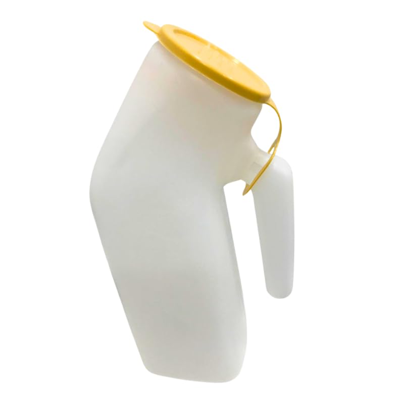 Male Urinal Bottle - 1000ML Portable Incontinence Aid with Long Neck Design & Spill-Proof Lid - Convenient Bedpan Solution for Home, Travel, Hospitals & Clinics