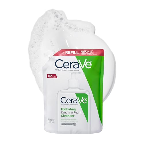 CeraVe Hydrating Cream To Foam Cleanser, Makeup Remover & Dry Skin Wash Refill, Fragrance-Free