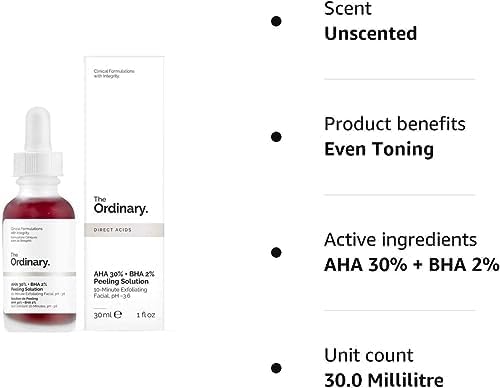 THE ORDINARY AHA 30% + BHA 2% Peeling Solution - Exfoliating Chemical Peel for Face - 30ml