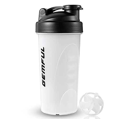 GEMFUL Protein Shaker Bottle 700ml - BPA-Free, Leak-Proof Sports Blender Cup