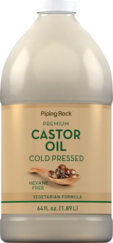 Piping Rock Premium Castor Oil - 64 Fl Oz Cold-Pressed Hexane-Free for Hair & Skin