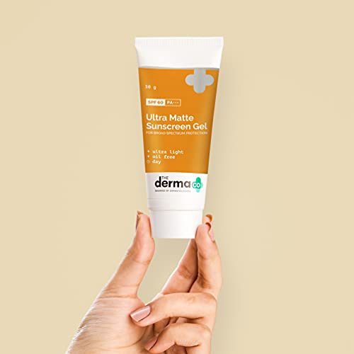 The Derma Co Ultra Matte Sunscreen Gel SPF 60 PA+++ - Oil-Free, Lightweight, Non-Greasy, 50g