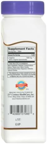 21st Century L-Arginine 1000mg, Maximum Strength 100 ea