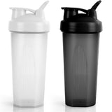 Protein Shaker Bottle 2-Pack | 600ml Leak-Proof Mixing Bottle (Black & White)