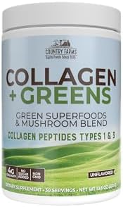 Country Farms, Collagen + Greens, Unflavored, 10.6 oz (300 g)
