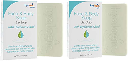 Hyalogic Hydrating HA Face & Body Cleansing Bar Soap (2-Pack) - Fragrance-Free, Vegan