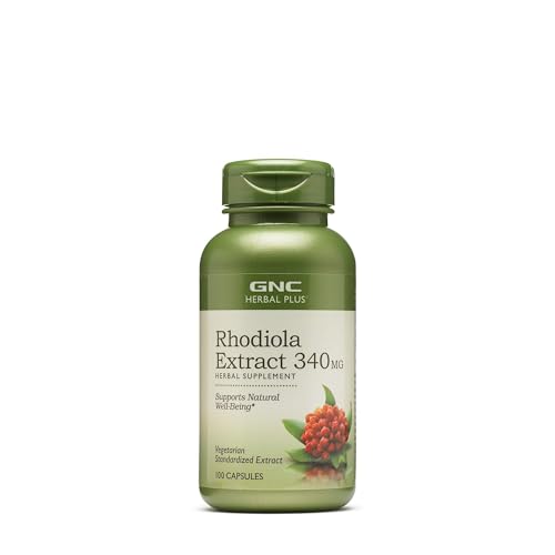 GNC Herbal Plus Rhodiola Extract 340mg - Natural Well-Being Support, 100 Capsules
