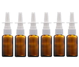 QUUPY 6Pcs 15ml Glass Nasal Spray Bottles - Fine Mist Brown Pump Containers