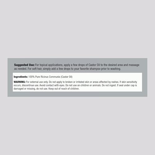 Piping Rock Premium Castor Oil - 64 Fl Oz Cold-Pressed Hexane-Free for Hair & Skin