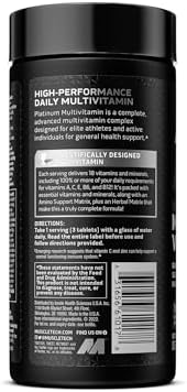Muscletech Platinum Multi Vitamin Daily Nutritional Support with Advanced Enzymes & Mineral Complex for Immune Support from Vitamin C & Zinc for Elite Athletes and Active Individuals, 90 Count