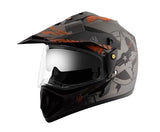 Vega Off Road Secret ISI Certified Full Face Helmet - Dual Visor (Dull Anthracite Black, Size L)