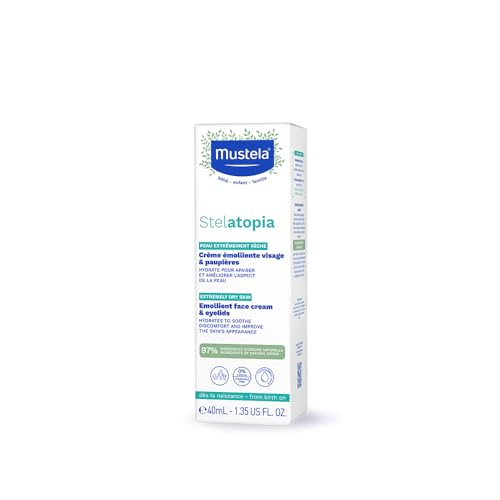 Mustela Stelatopia Eczema-Prone Skin Emollient Baby Face Cream with Natural Avocado & Sunflower Oil - Fragrance-Free - 40ml