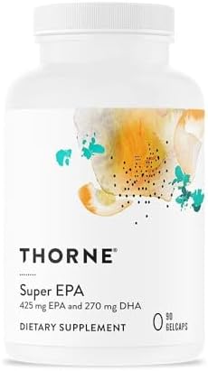 THORNE Super EPA - Omega-3 Fatty Acids EPA 425mg & DHA 270mg Supplement - Support Brain, Cardiovascular, Joints & Skin - Gluten, Dairy & Soy-Free - 90 Gelcaps