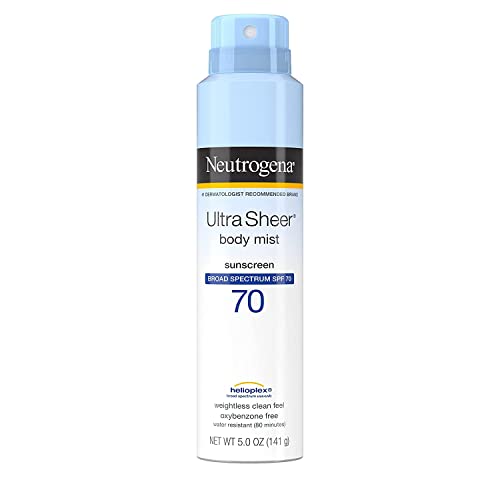 Neutrogena Ultra Sheer Body Mist Sunscreen Spray SPF 70 - Lightweight & Water Resistant