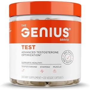 Genius Test, Advanced Testosterone Booster for Men - Natural Stamina, Endurance, Energy & Strength Enhancing Supplement - Lean Muscle Builder, Brain & Libido Support Male Supplements, 120 Veggie Pills