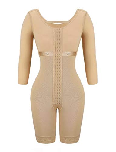 Women's Full Body Shaper - Compression Lace Bodysuit in Beige, Size L