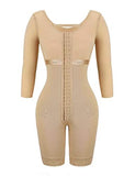 Women's Full Body Shaper - Compression Lace Bodysuit in Beige, Size L