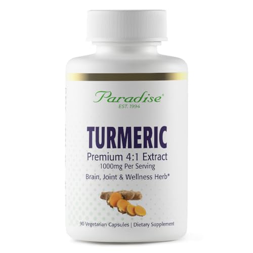 Paradise Herbs Turmeric - 90 Vegetarian Capsules - Premium Turmeric Supplement for Joint & Immune Support
