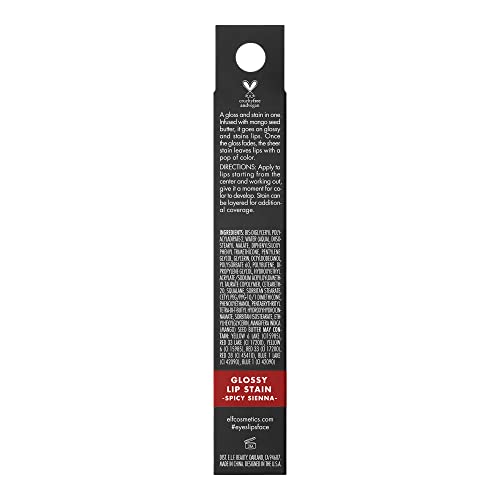 e.l.f. Glossy Lip Stain - Spicy Sienna: Long-Lasting Sheer Color & Subtle Gloss