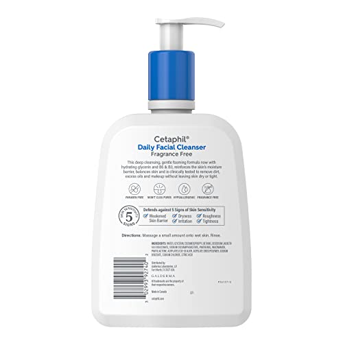 Cetaphil Daily Facial Cleanser for Sensitive Skin | Gentle Foaming Cleanser - 16 Oz