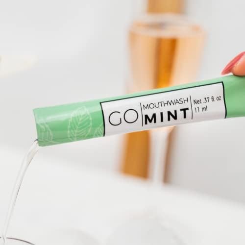 "GO Mouthwash Packets – Single Size Mouthwash for Fresh Breath on The go. Airline Friendly – Liquid Mint Flavored Portable Travel Mouthwash. Great for AirBnB, spas, Hotels Too. (20 Single Packs) "