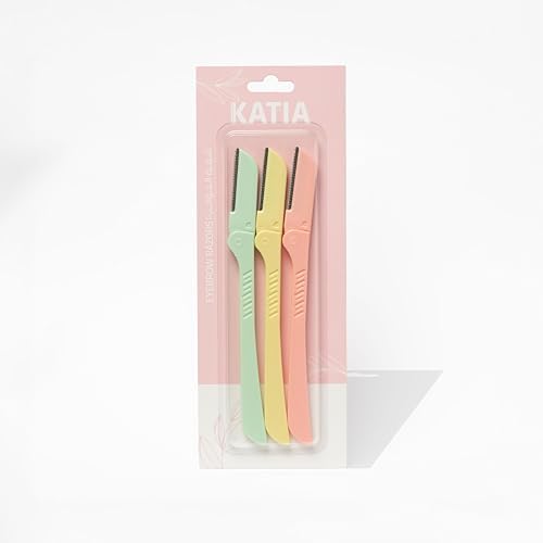 Katia Eyebrow Razor 3-Piece Set - Multicolor Handles - Precise & Painless Hair Removal